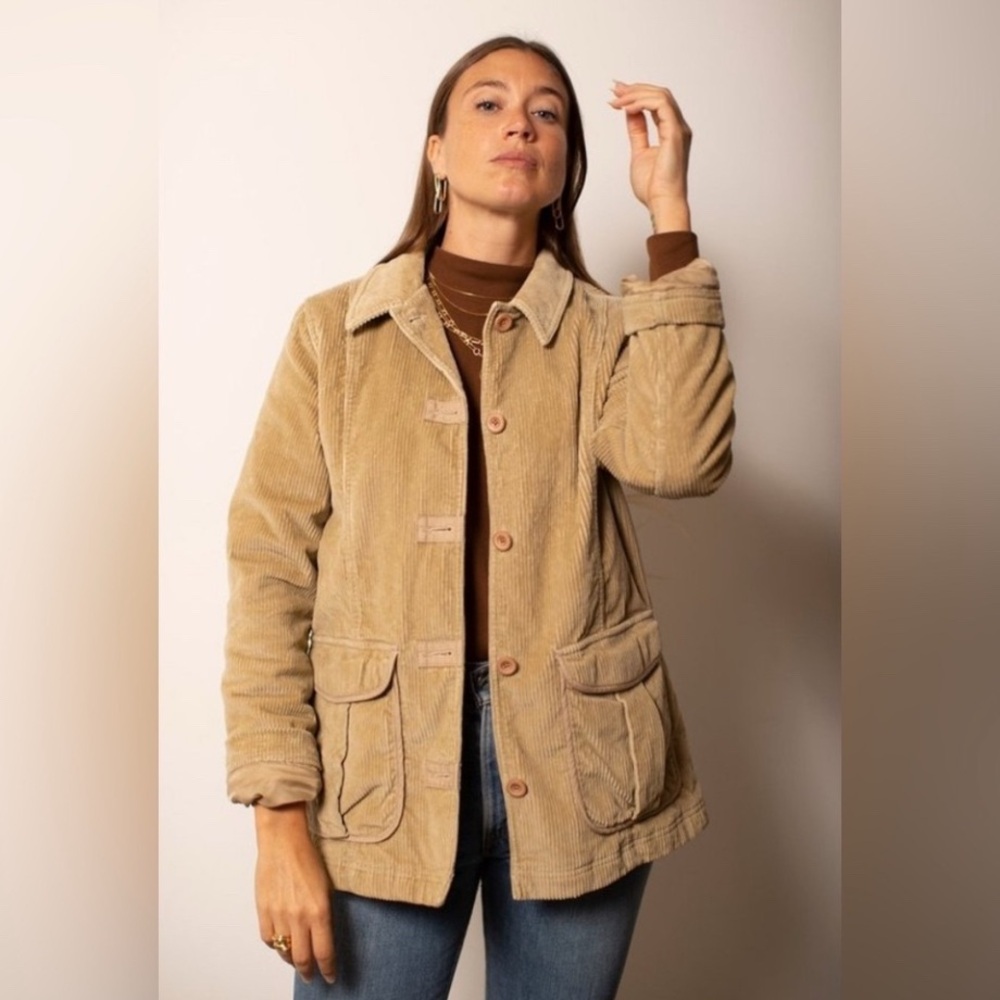 Vintage LL Bean Barn Coat Size M Tan Corduroy Utility‎ Work Chore
